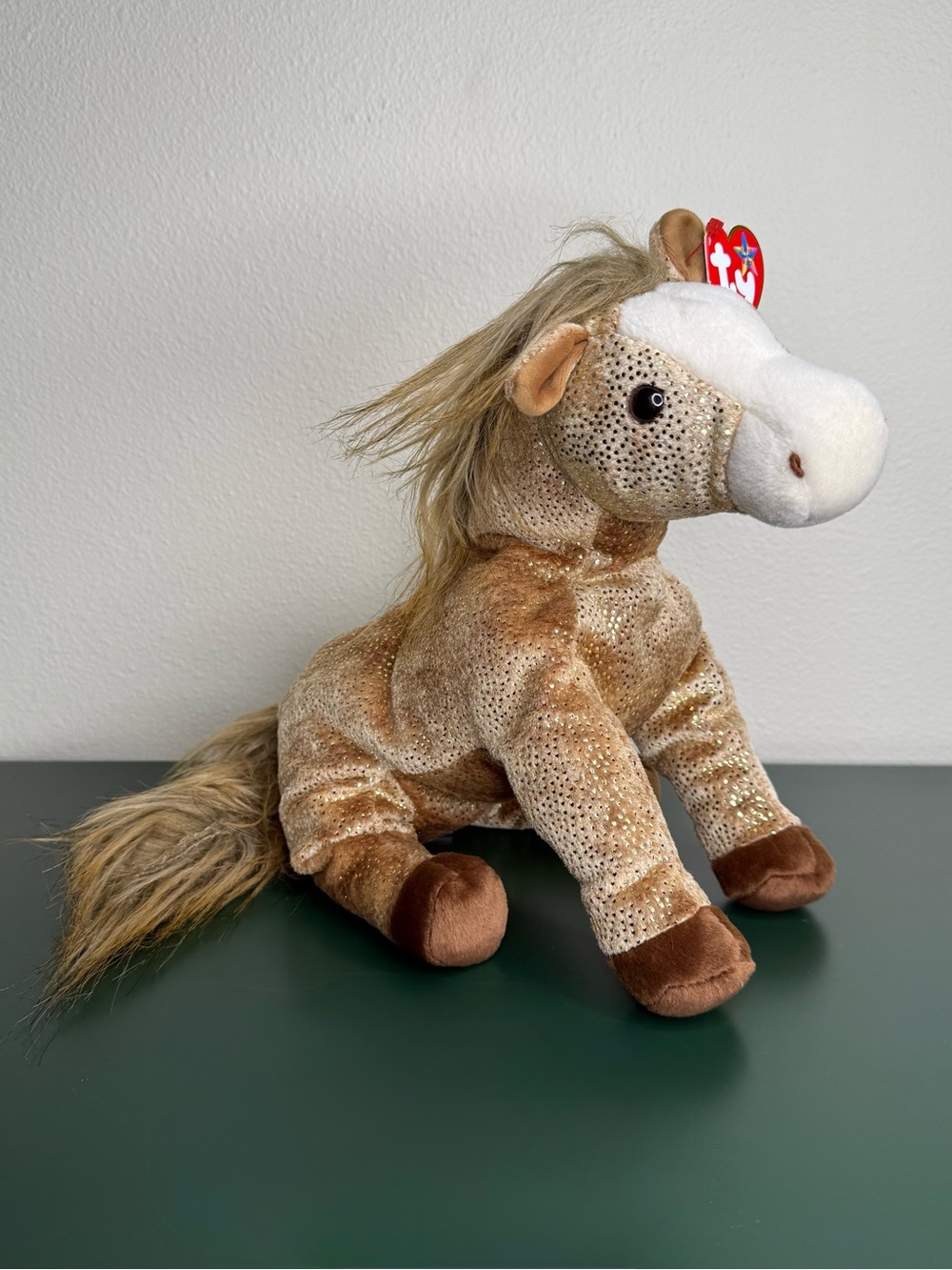 TY Beanie Buddy Filly Horse Plush Gold Sparkle Original Tag Retired Vintage 13’’